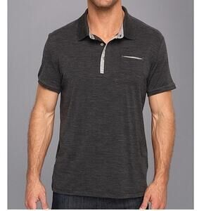 Icebreaker Quattro Polo Shirt Mens sz Medium Merino Wool Black Charcoal Gray